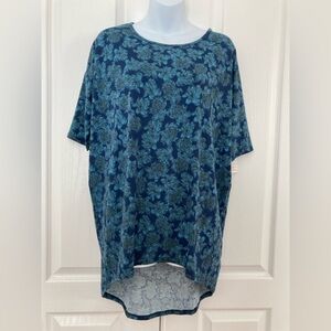 NWT Lularoe Irma Tunic Size XS Blue Navy Flower FLoral Hi Lo Shirt top LLR NEW